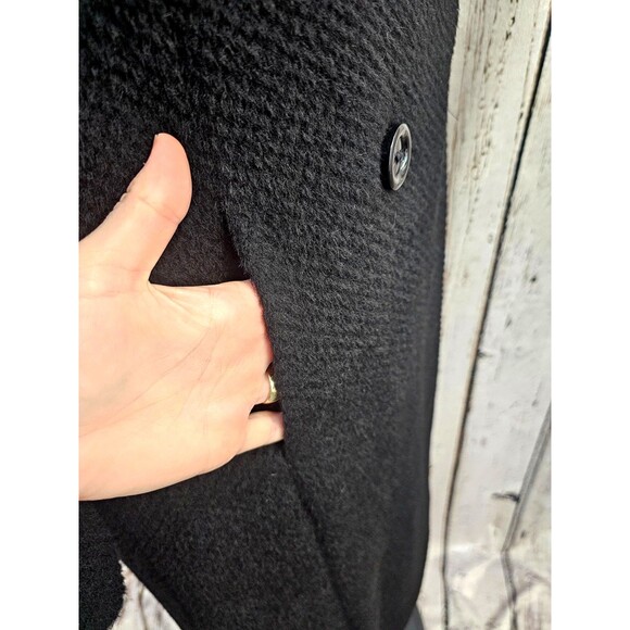 Searle 6 Wool Alpaca Winter Trench Overcoat Long Coat Black Designer warm EUC - Picture 5 of 8